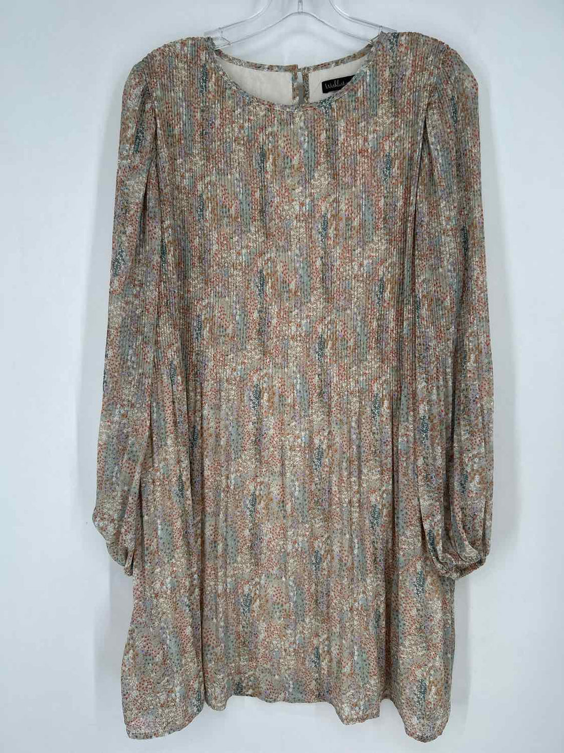 Wishlist Apparel Size S/M light teal print Long Sleeve Dress