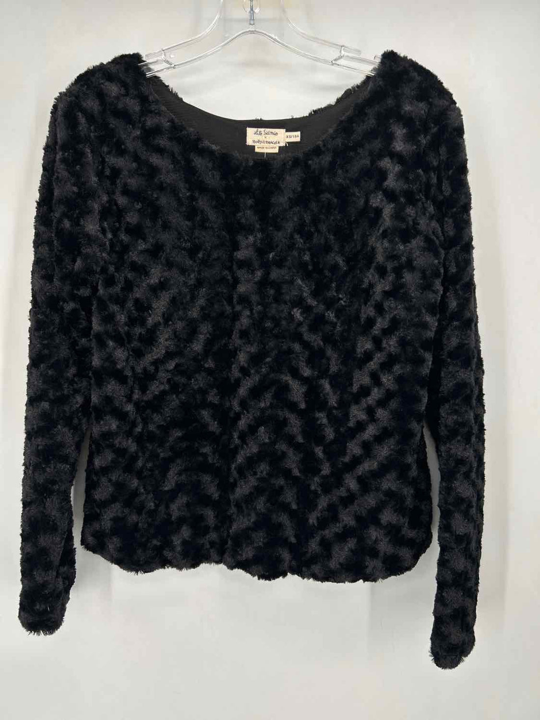 Lili Sidonio Size XS Black Faux Fur Sweater