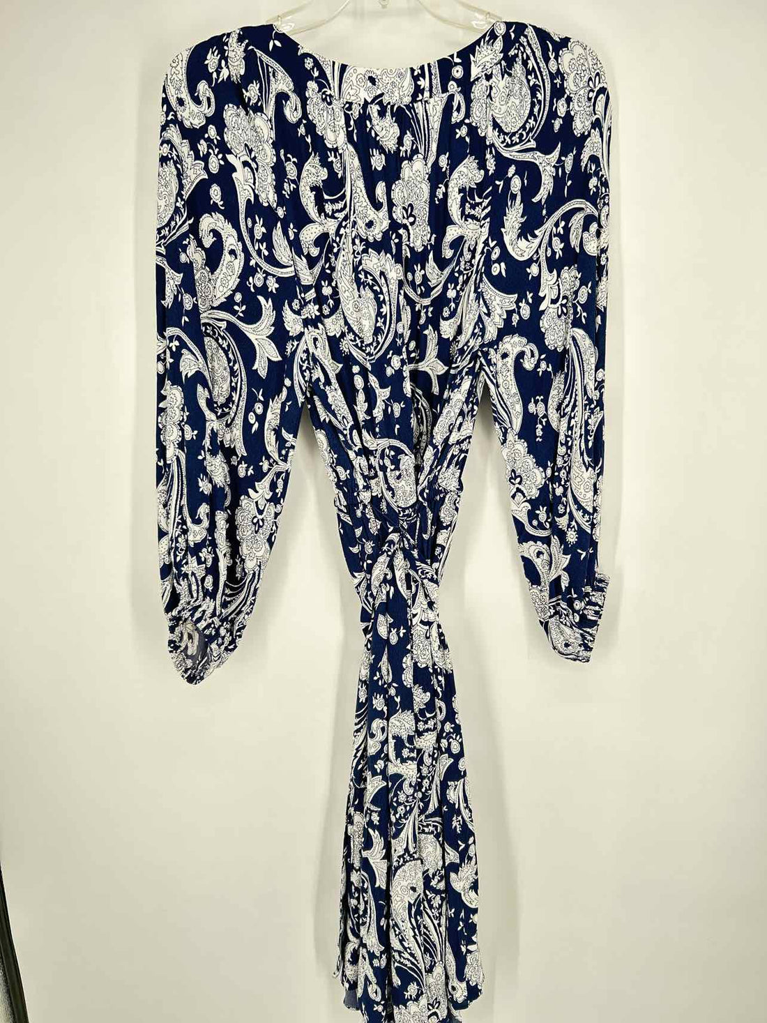 Talbots Size M Navy & White Paisley Long Sleeve Dress