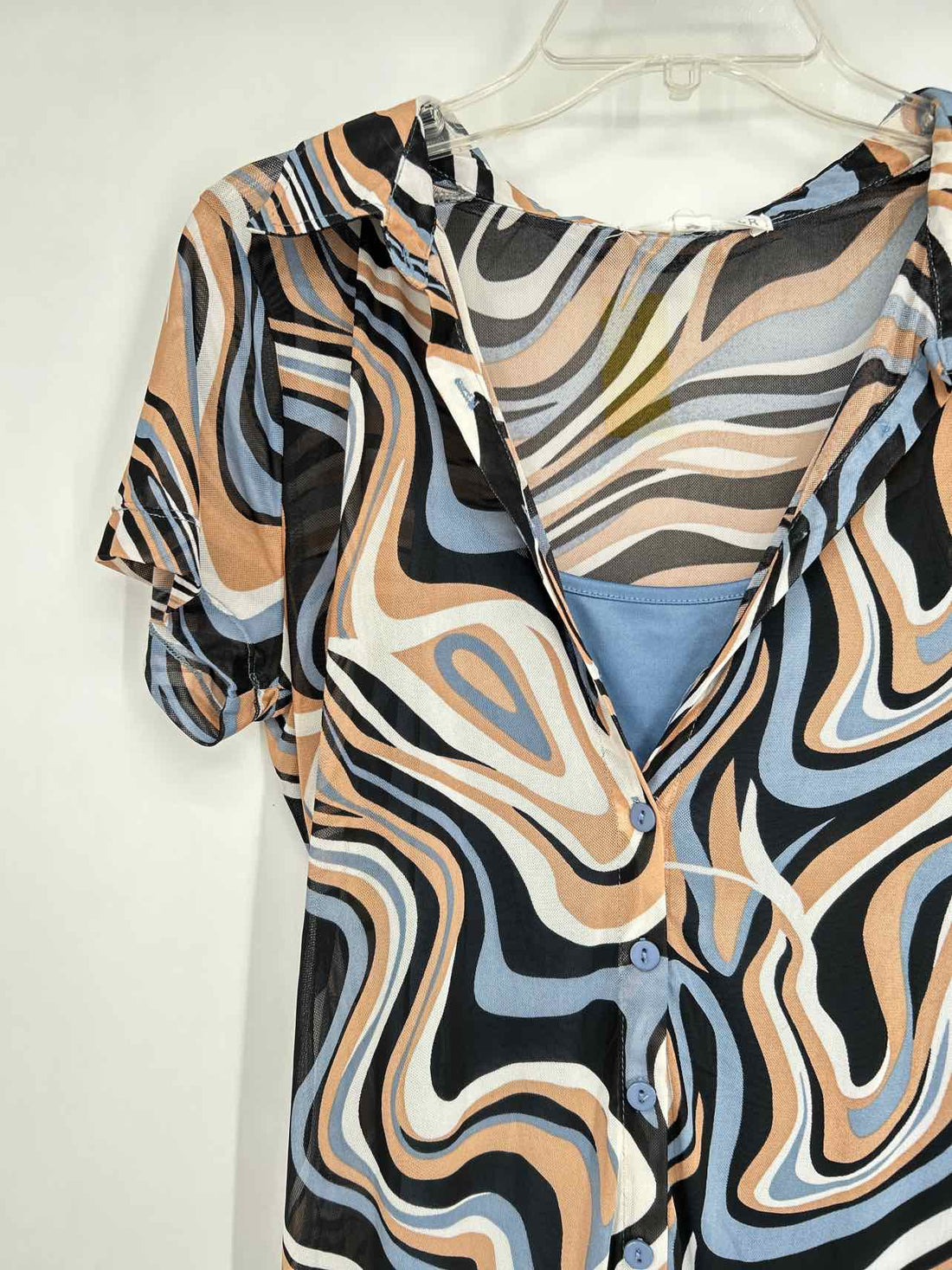 Vanilla Star Size L Blue & white swirl Dress