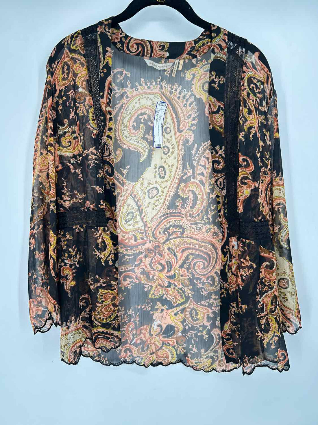 Soft Surroundings Size S Black & peach print Cardigan