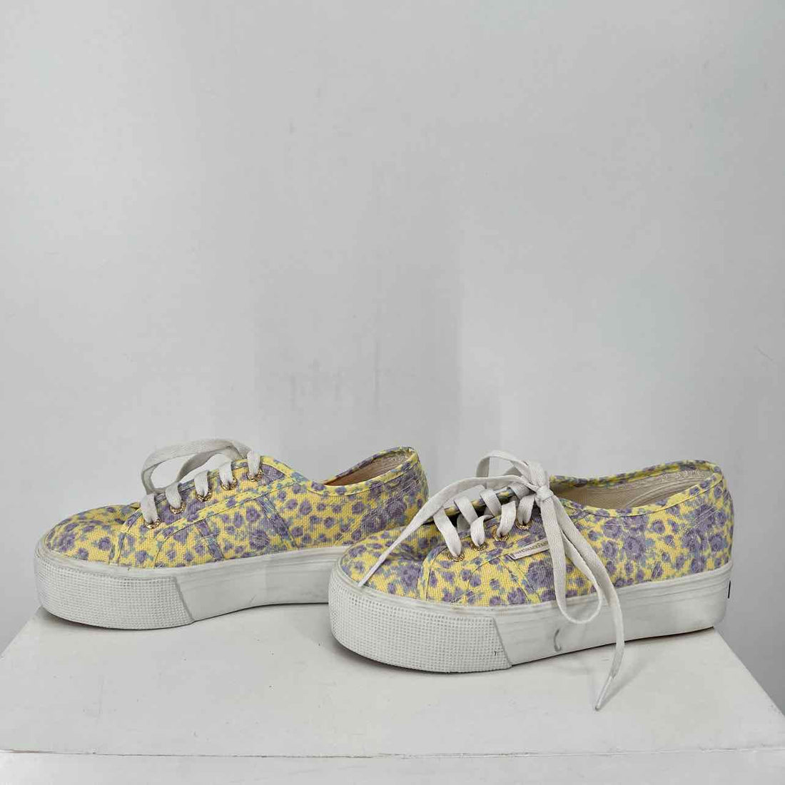 Superga Women Size 7.5 Yellow & Purple Floral Sneakers