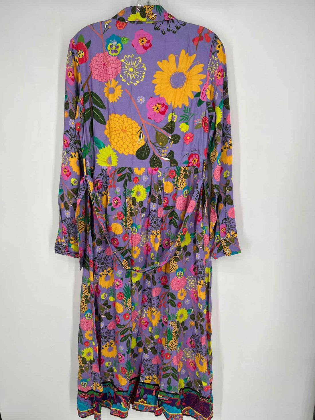 Emily Lovelock Size S Purple Floral Long Sleeve Dress
