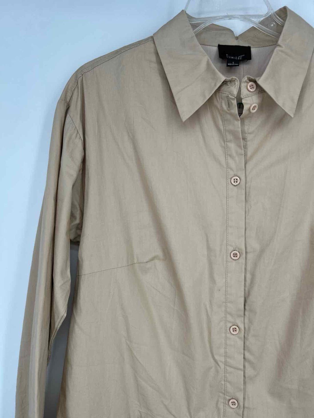Lumiere Size L Khaki Long Sleeve Dress