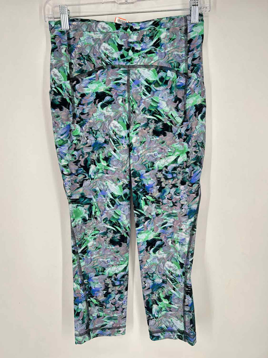 Lululemon Size 6 Blue & Green Print Active Leggings