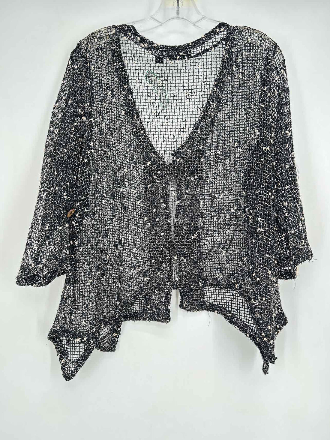Nina Leonard Size XL Black & Cream Grid Mesh Jacket