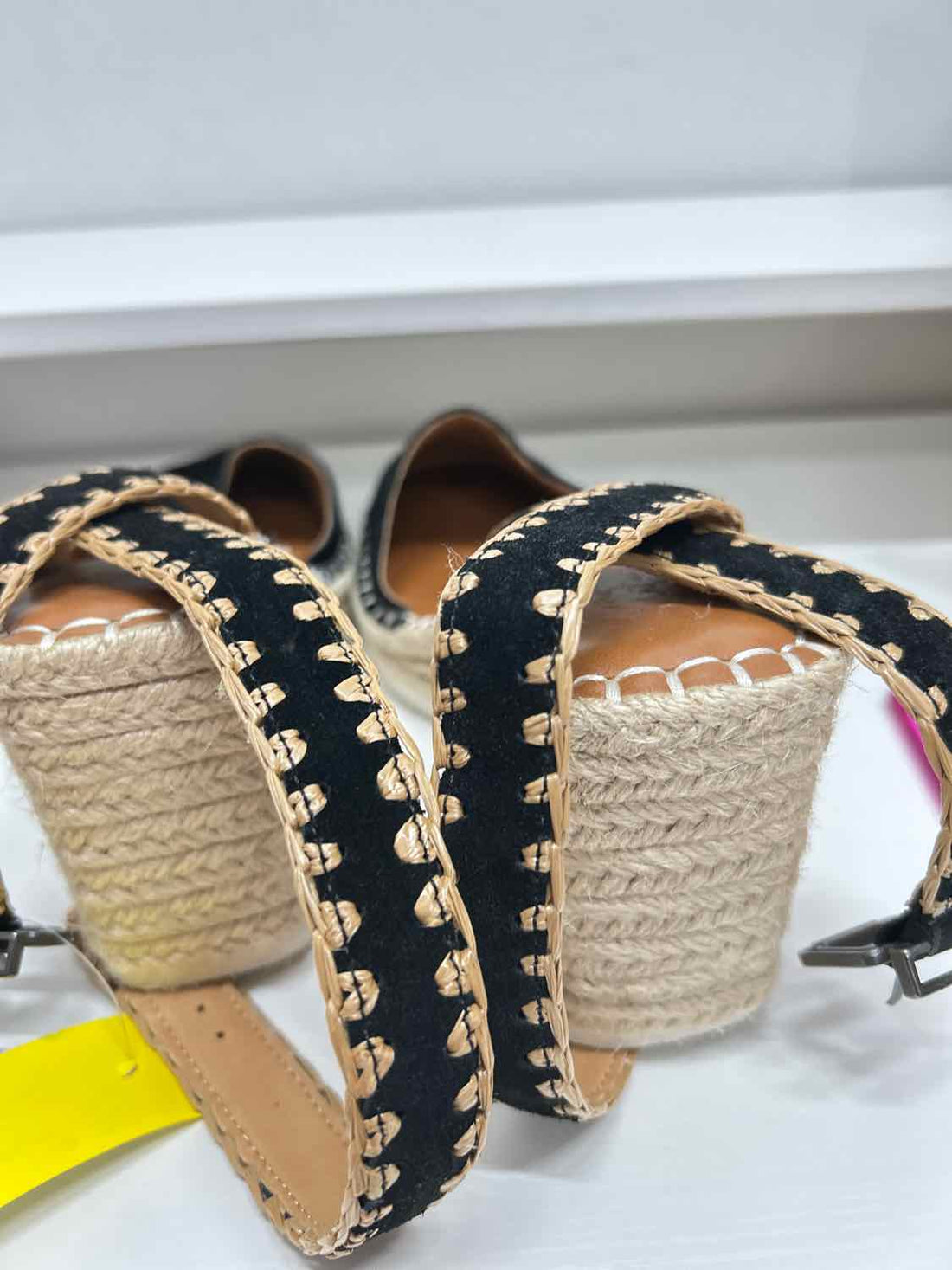 Crown Vintage Women Size 8 Black Espadrilles Wedges