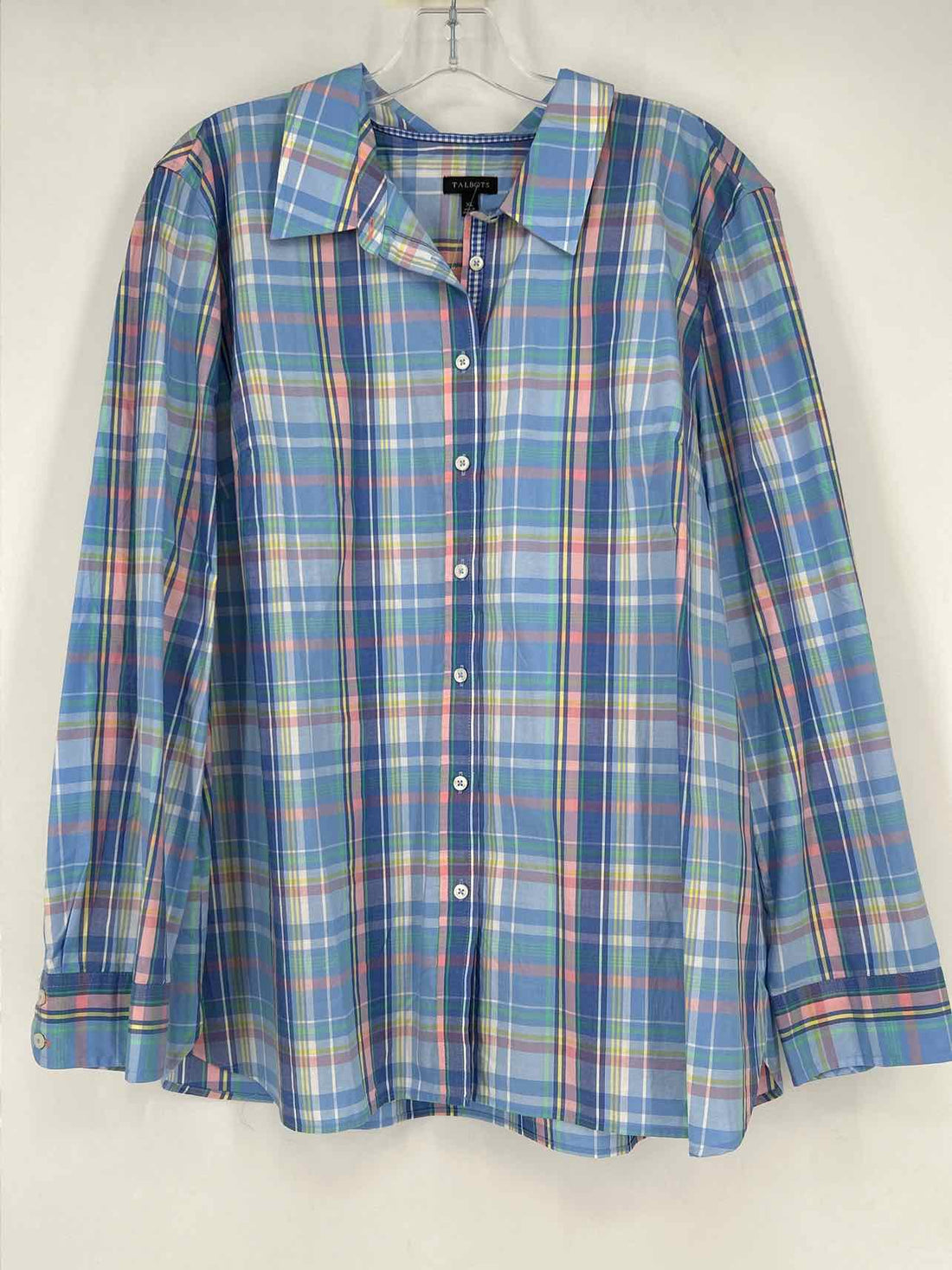 Talbots Size XL Blue Plaid Long Sleeve
