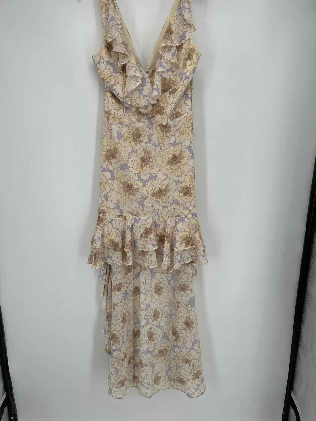 Belle Badgley Mischka Size 2 Light Blue & Cream Floral Dress