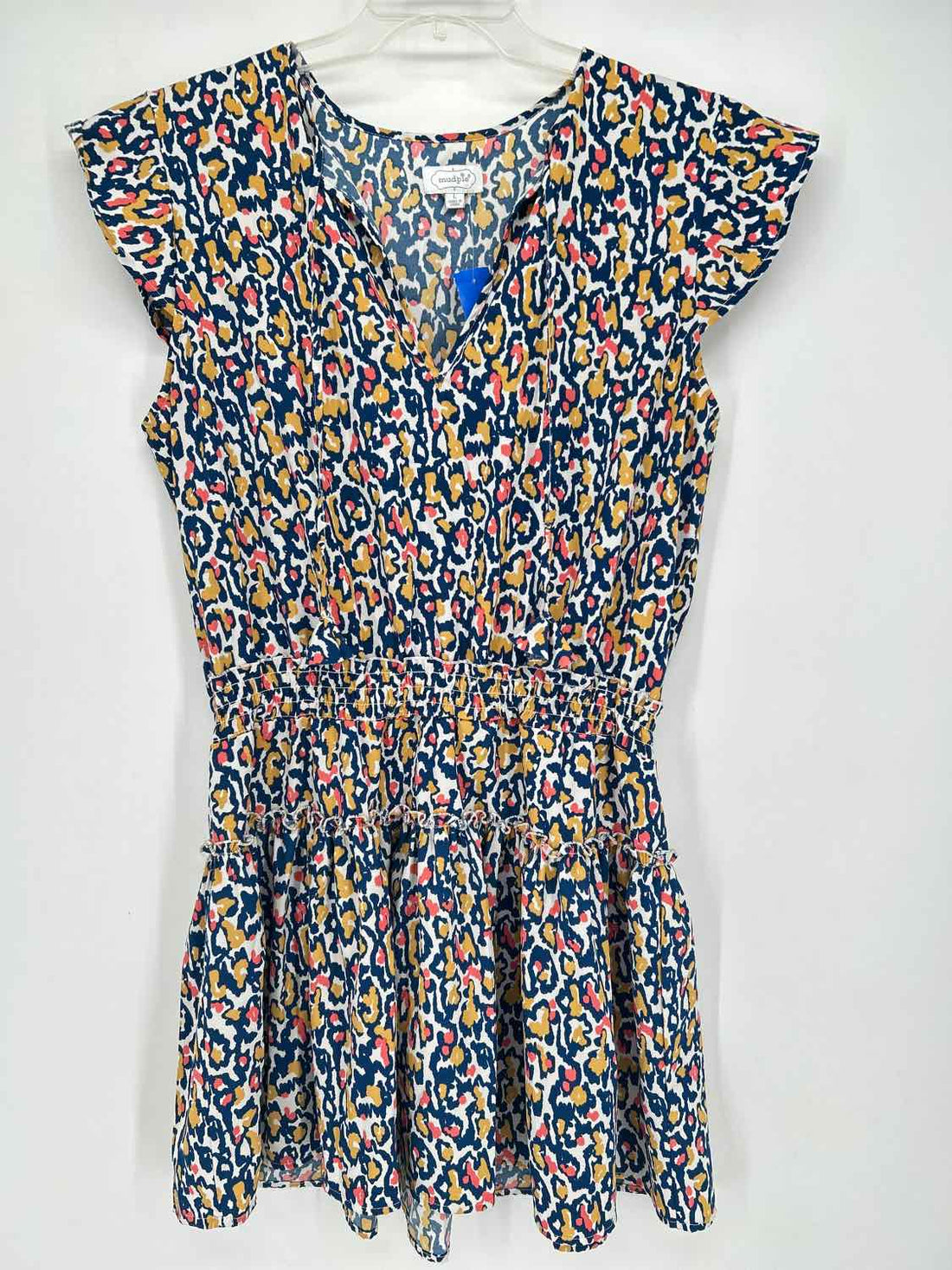 Mud Pie Size L Navy & White Print Dress