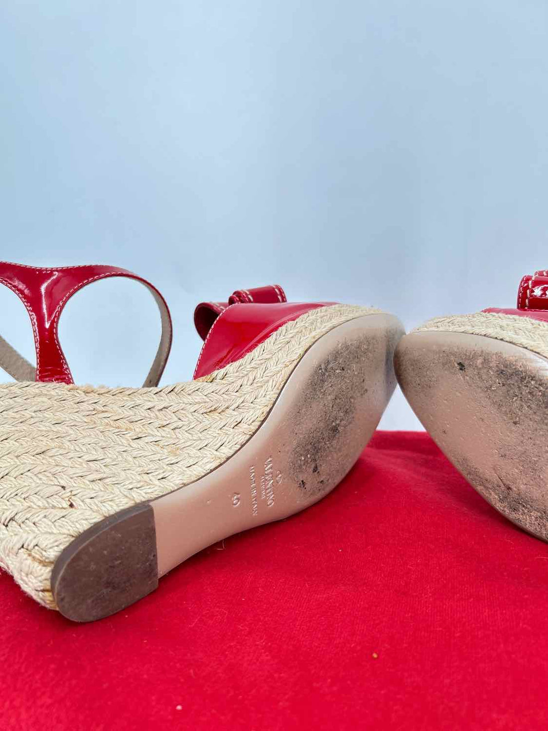 Valentino Garavani Women Size 40(9) Red Patent Leather Wedges
