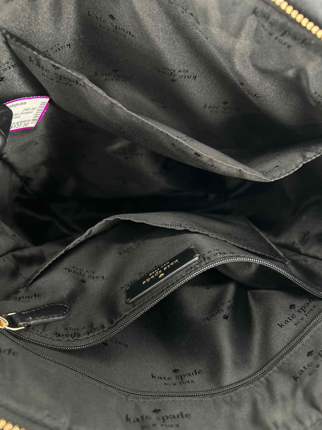Kate Spade Black Quilted Nylon Excellent Condition Backpack