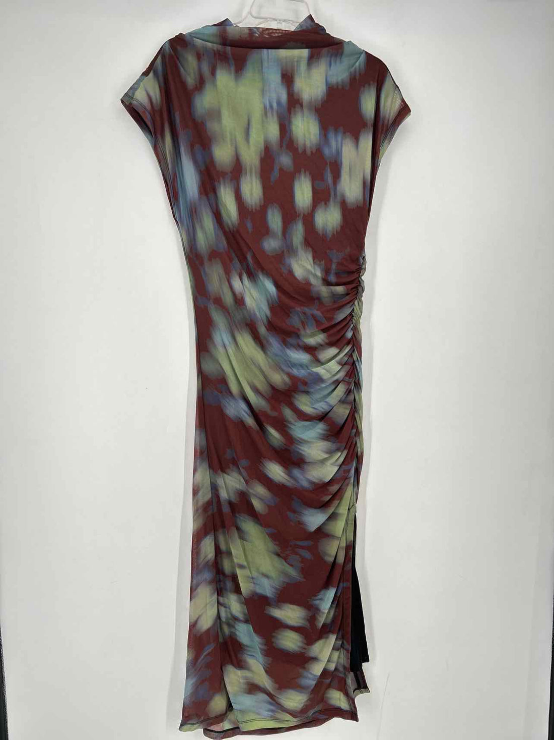 By Anthropologie Size L Brown Blue & Green Mesh Short Sleeve Maxi