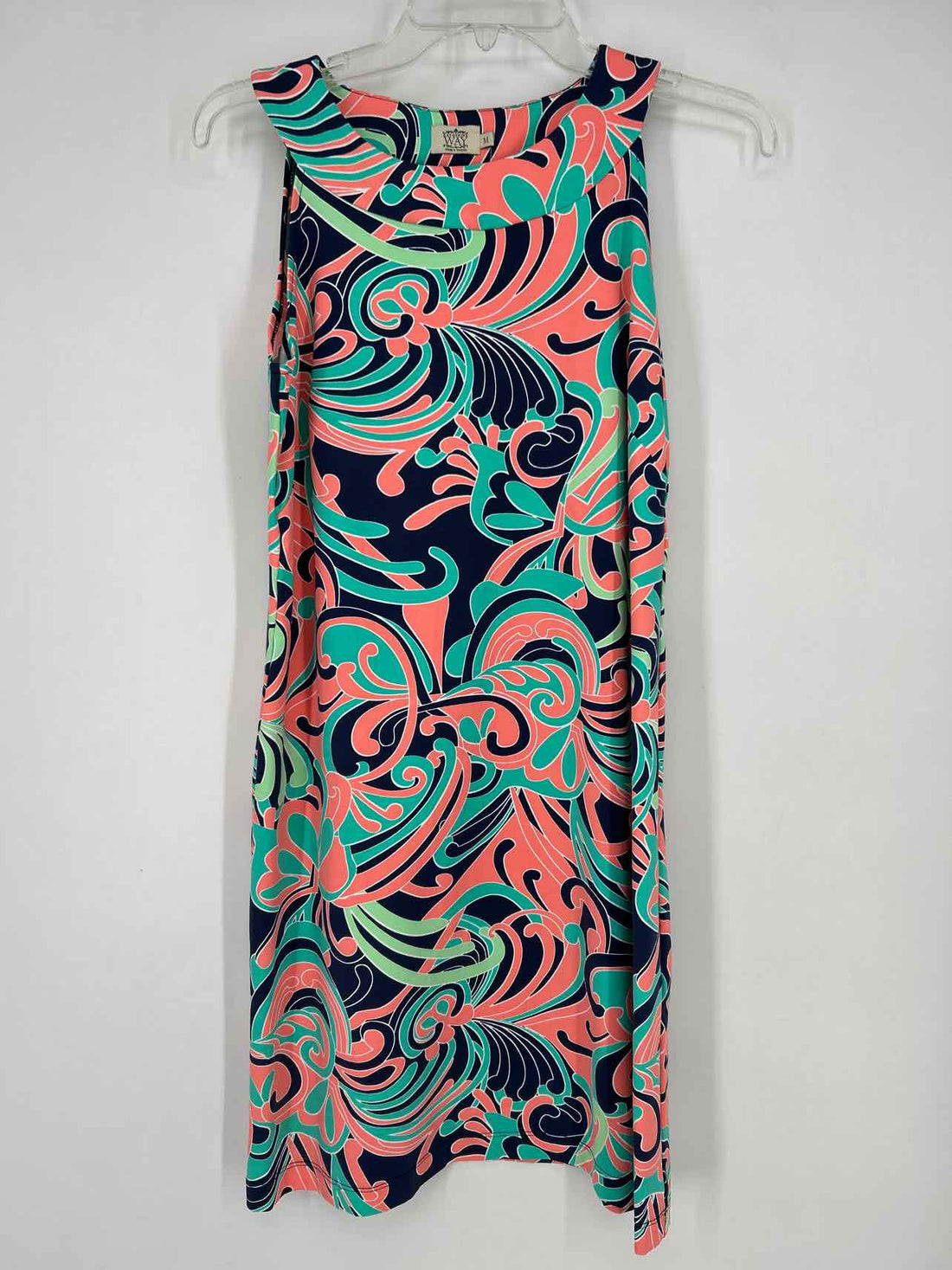 Katherine Way Size M Navy Print Sleeveless Dress