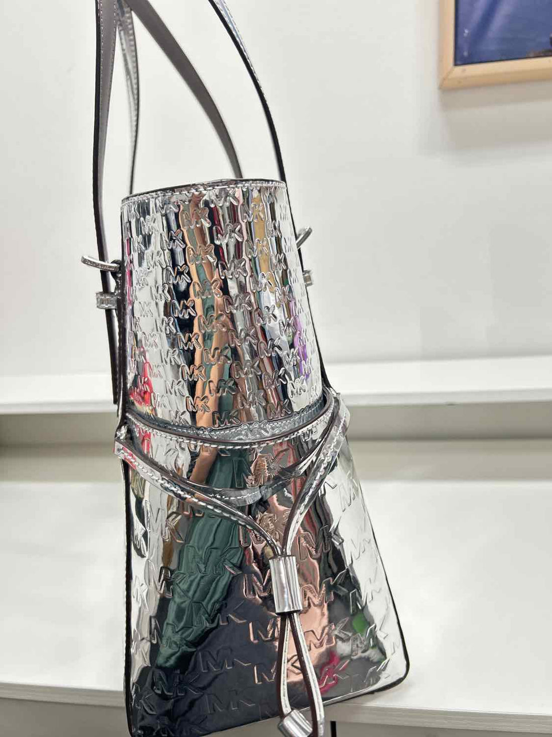 Michael Kors Silver Patent Leather Excellent Condition Tote