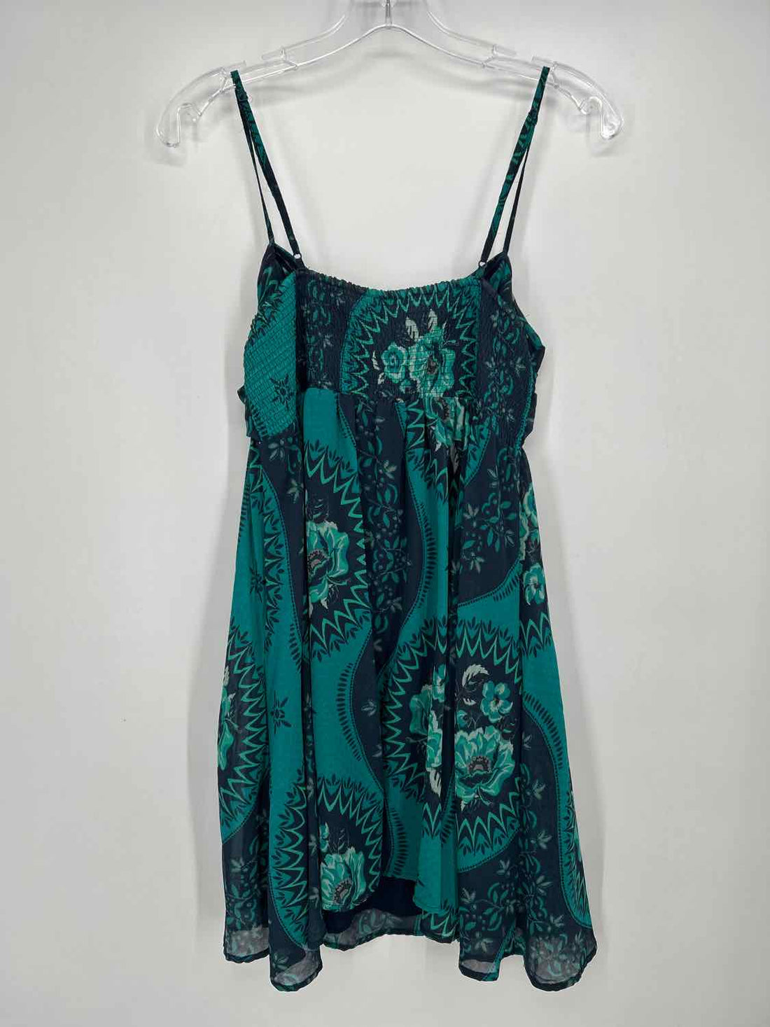 Free People Size M Navy & teal print Sleeveless Dress