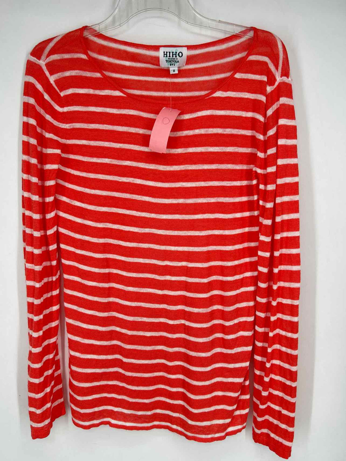 HIHO Size M Orange & White Striped Long Sleeve