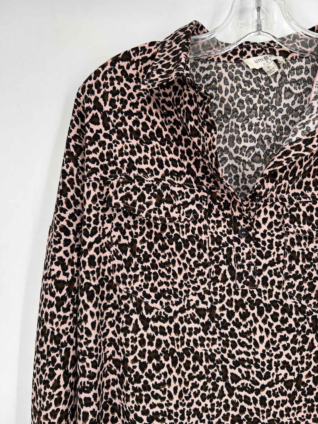 Umgee Size S Pink Leopard Long Sleeve Dress