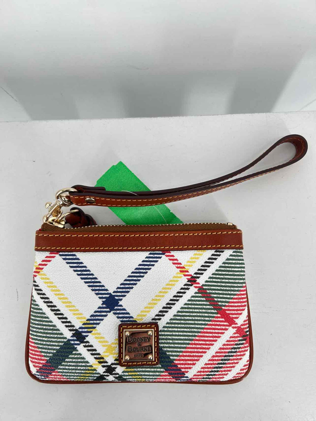 Dooney & Bourke White Plaid Leather Excellent Condition Clutch