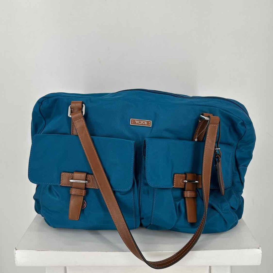 Tumi Blue & Brown Nylon/Leather NWT Tote
