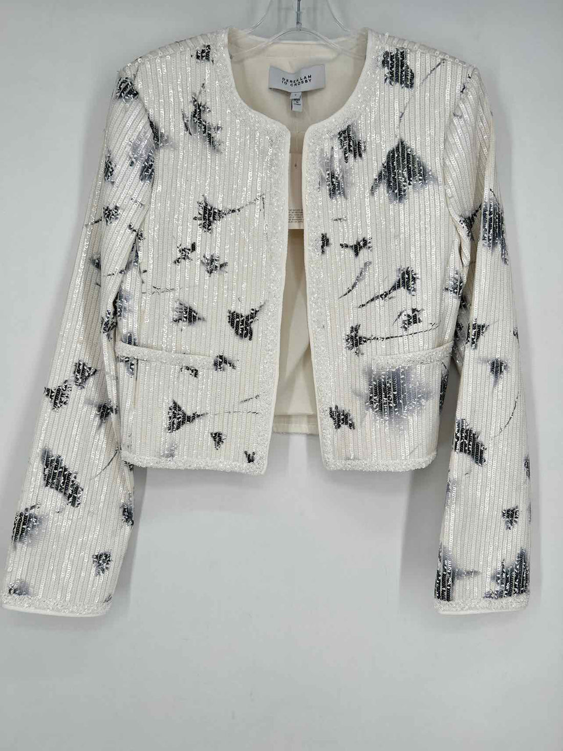 Derek Lam 10 Crosby Size 6 White & Black Sequined NWT Blazer