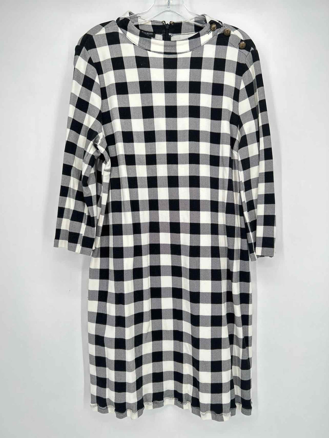 Talbots Size XLP Black & White Checkered Dress