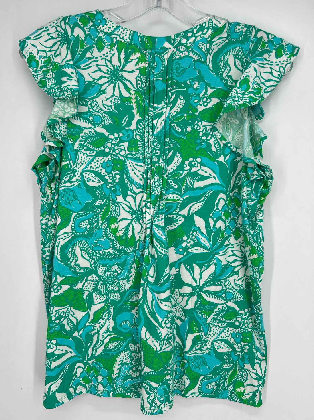 Lilly Pulitzer S Green & White Print Short Sleeve Lilly Pulitzer Top