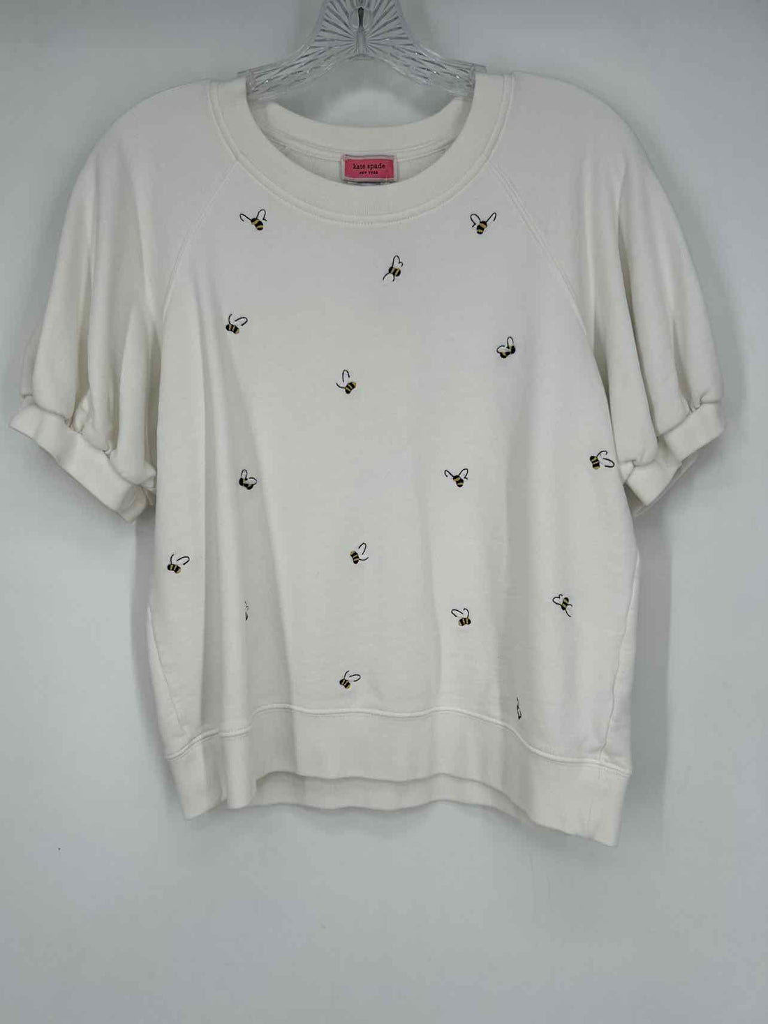 Kate Spade Size L Cream Embroidered Short Sleeve