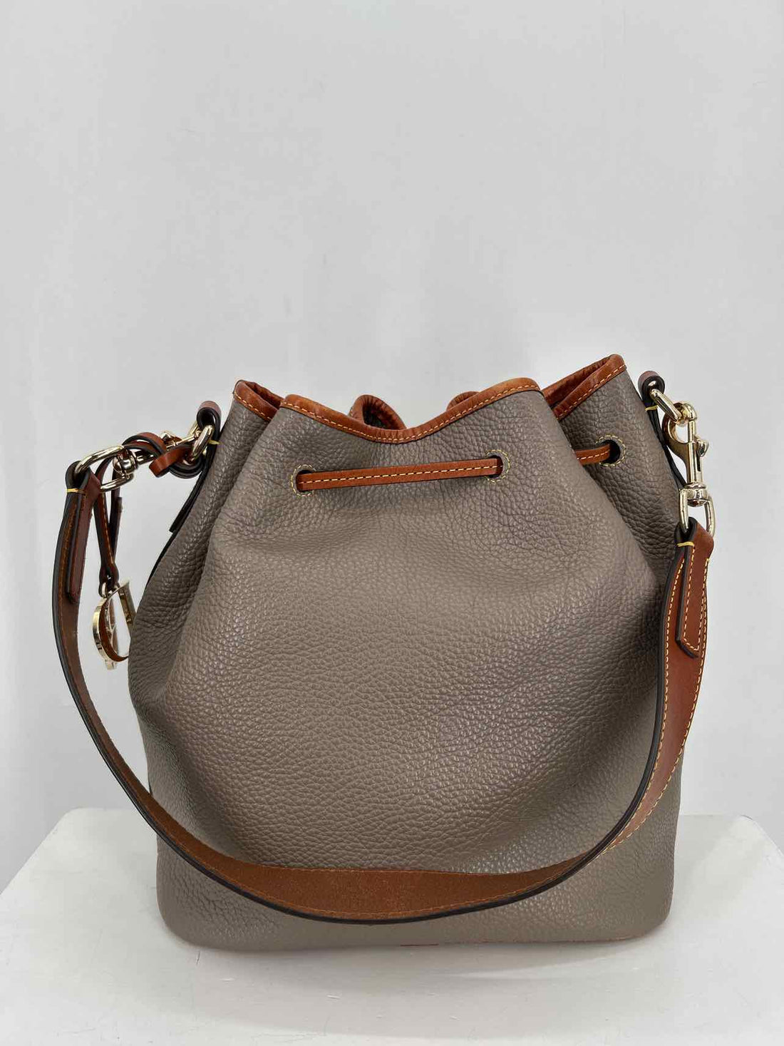 Dooney & Bourke large Grey Pebbled Leather Bucket Bag