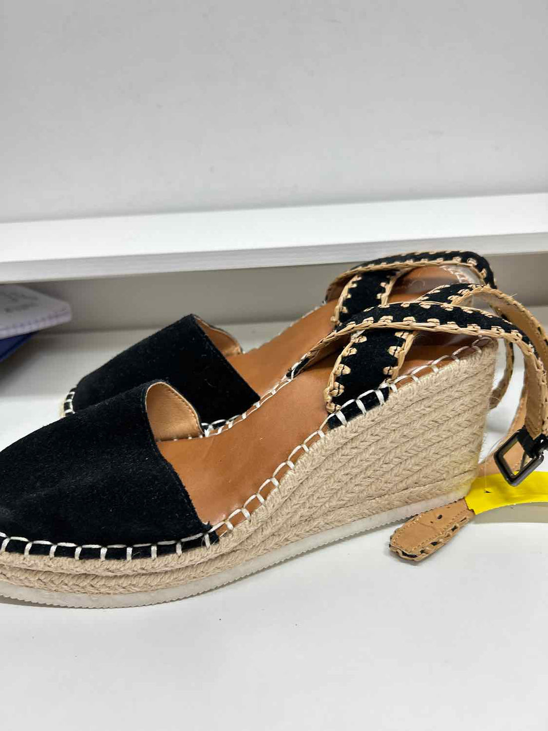 Crown Vintage Women Size 8 Black Espadrilles Wedges