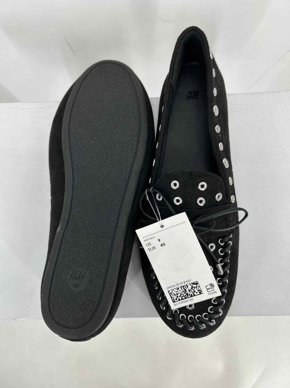 H&M Women Size 9 Black Silver Rivet NWT Loafers