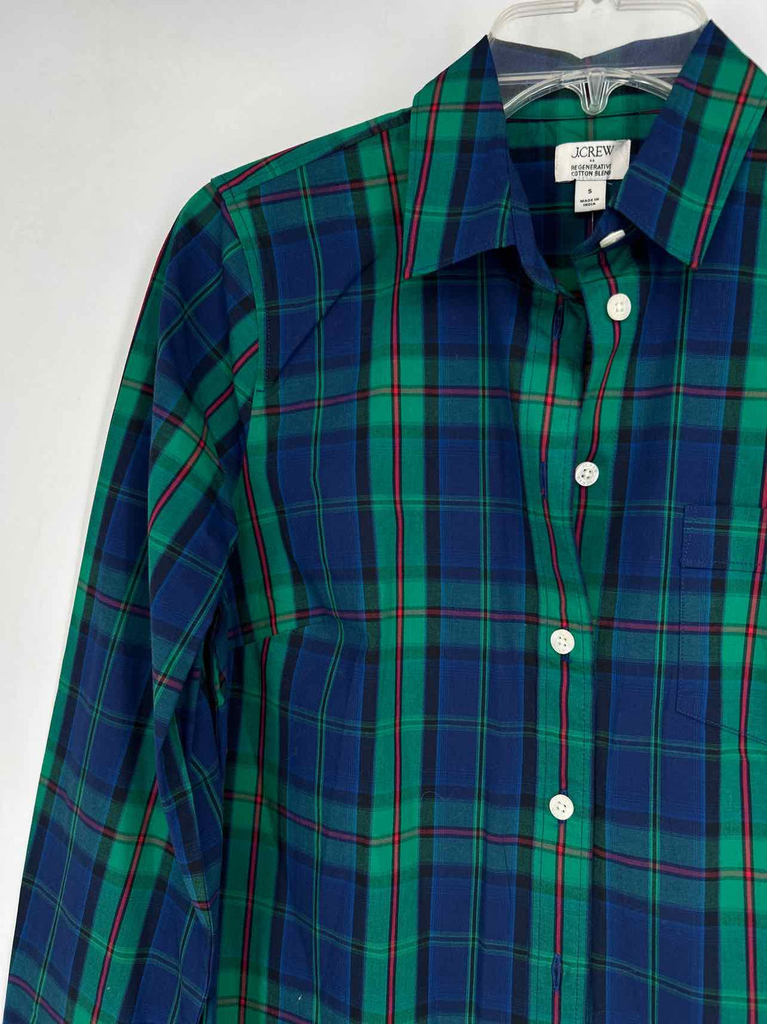 J Crew Size S Blue & Green Plaid NWT Long Sleeve