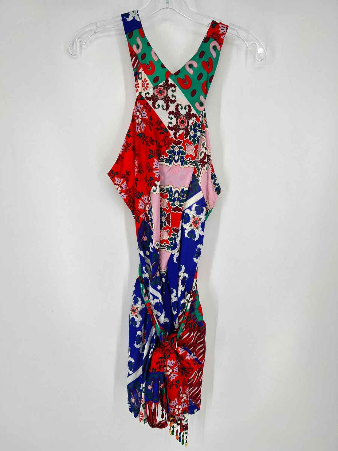 Ciebon Size L Green & Red Print Sleeveless Dress