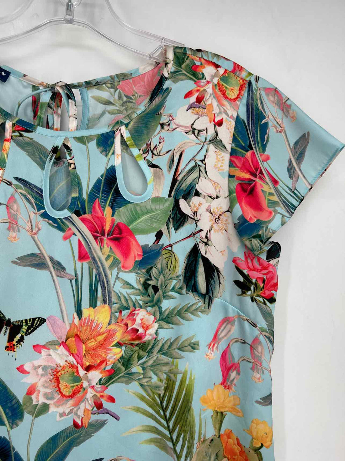 RSVP By Talbots Size XS Light Blue Floral Short Sleeve