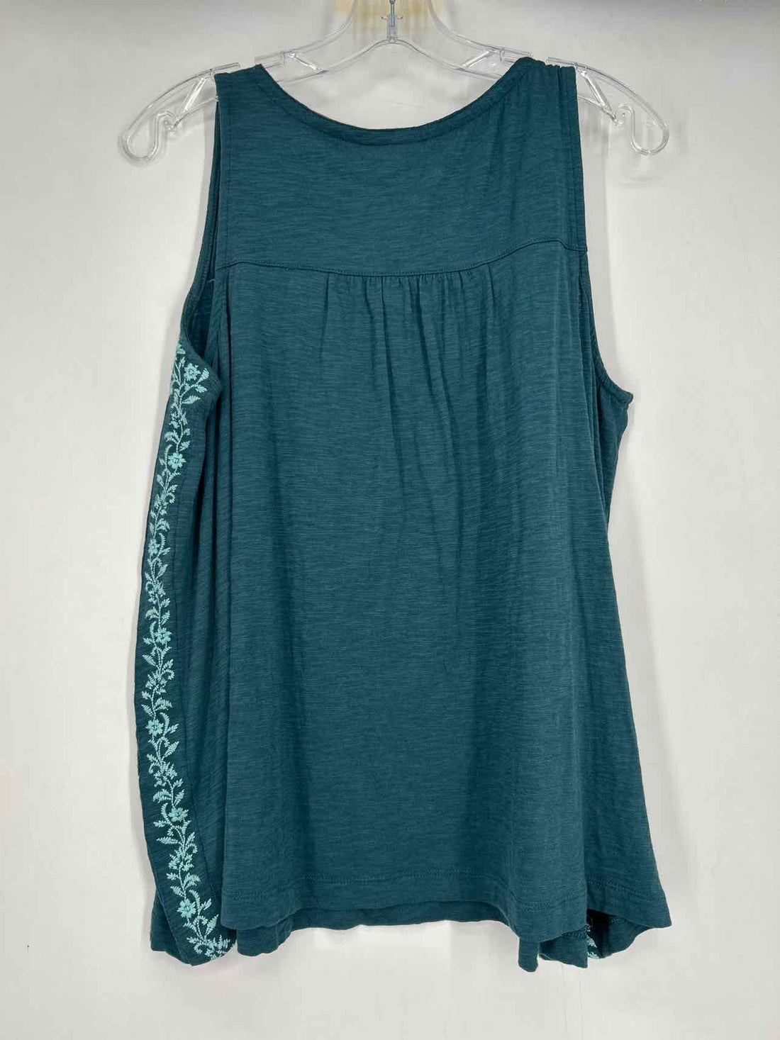 J Jill Size L Dark Teal Embroidered Sleeveless