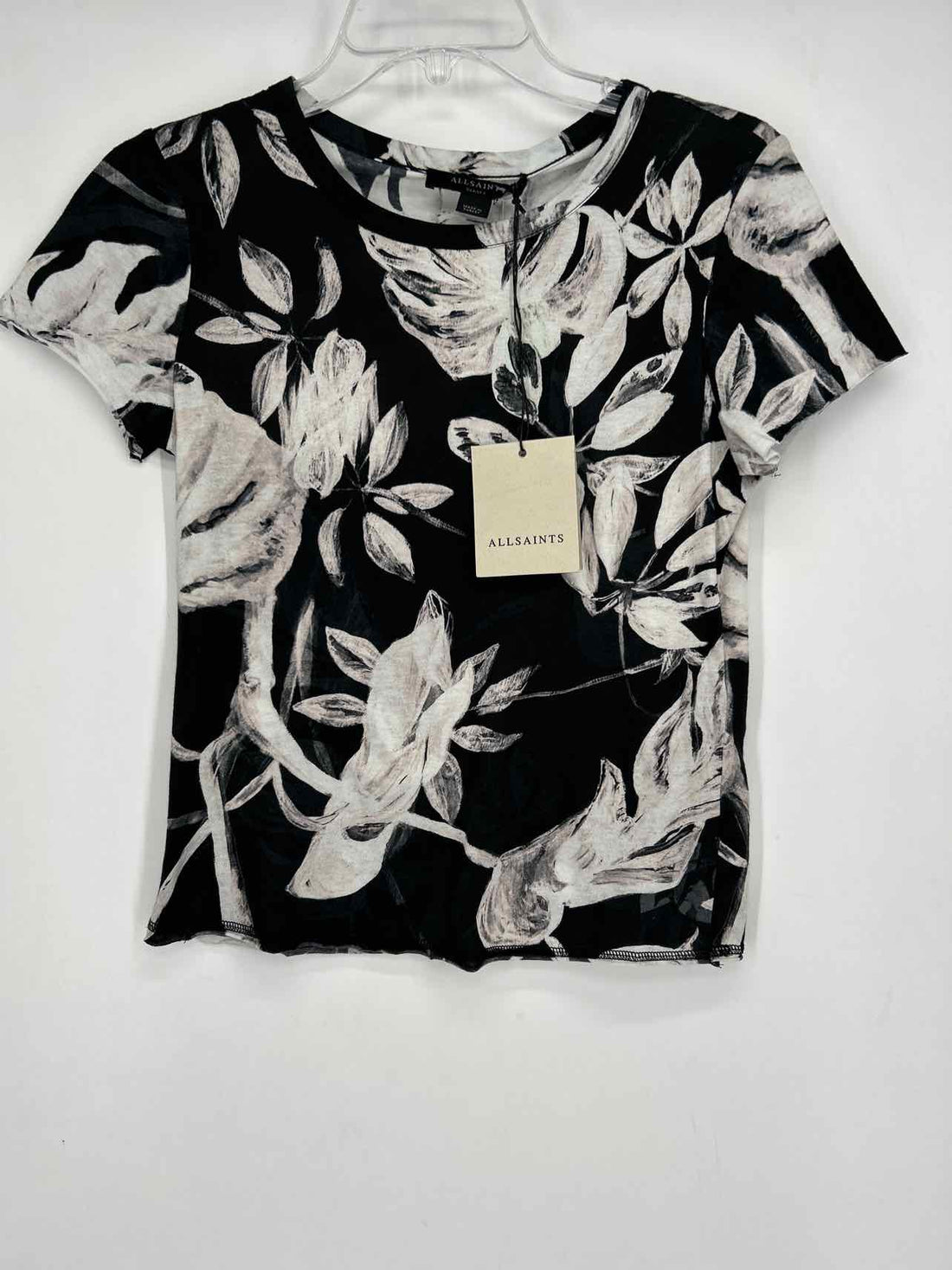 ALLSAINTS Size S Black & White Floral NWT Short Sleeve
