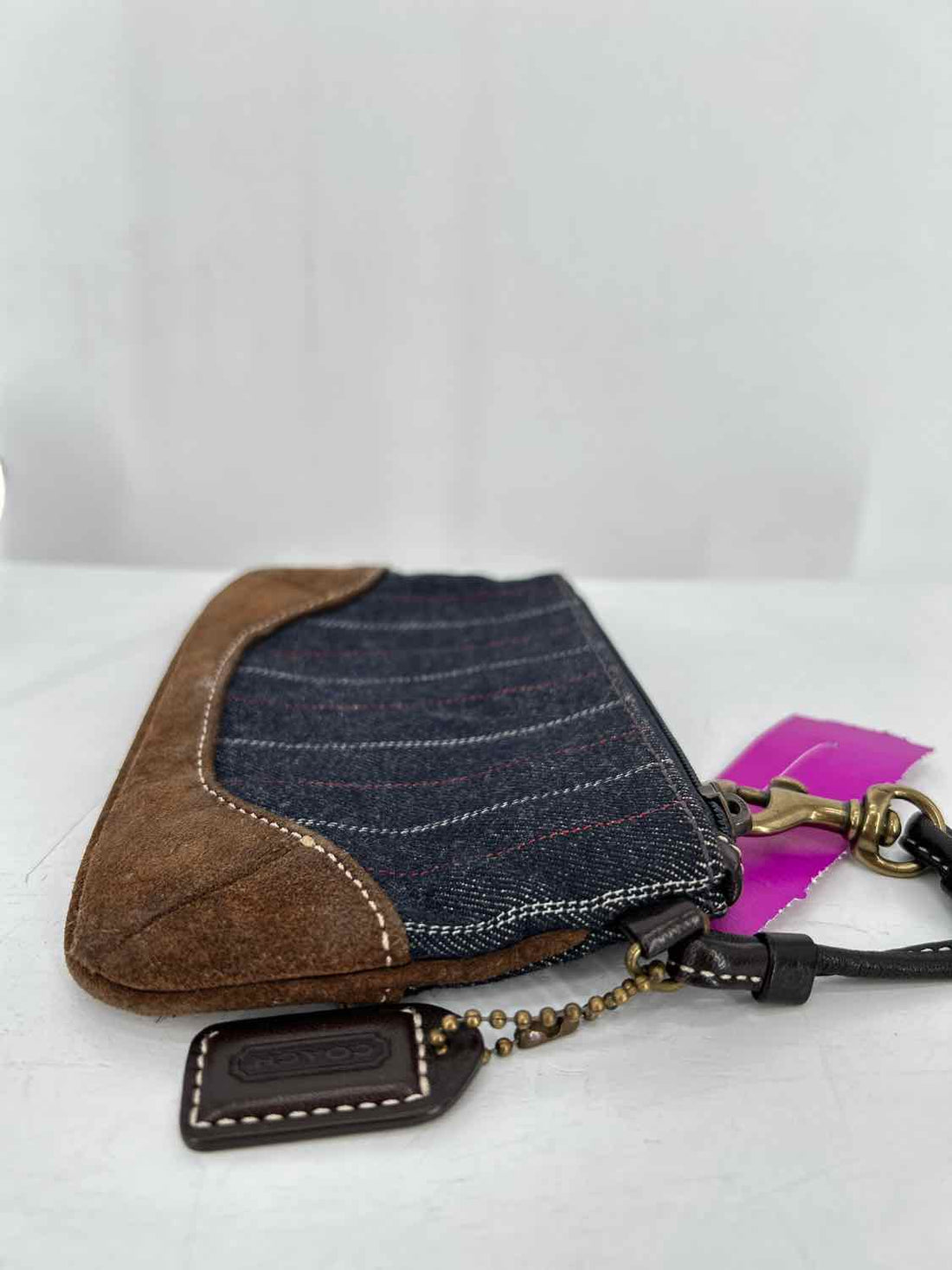 Coach Denim & Suede Vintage Wristlet Clutch