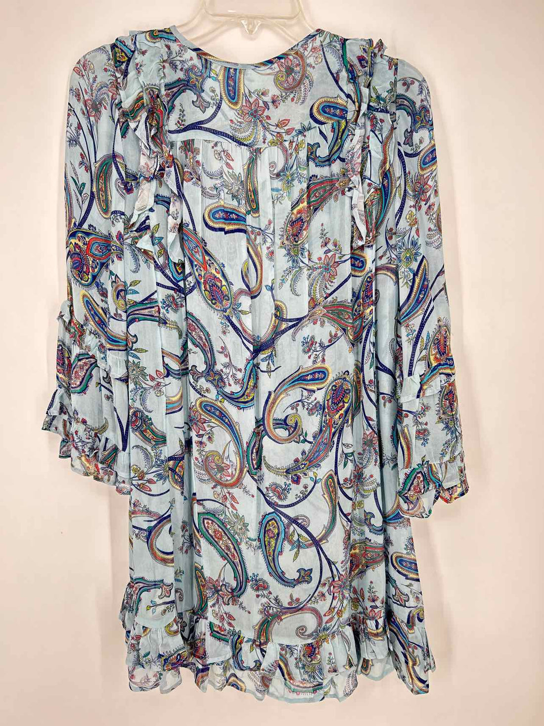 By Anthropologie Size XS Light Blue Paisley Sheer Long Sleeve Dress