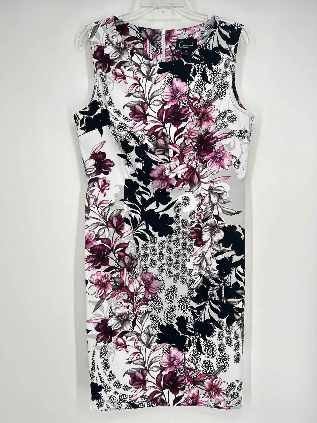 Connected Size 14 Black Print Sleeveless Dress