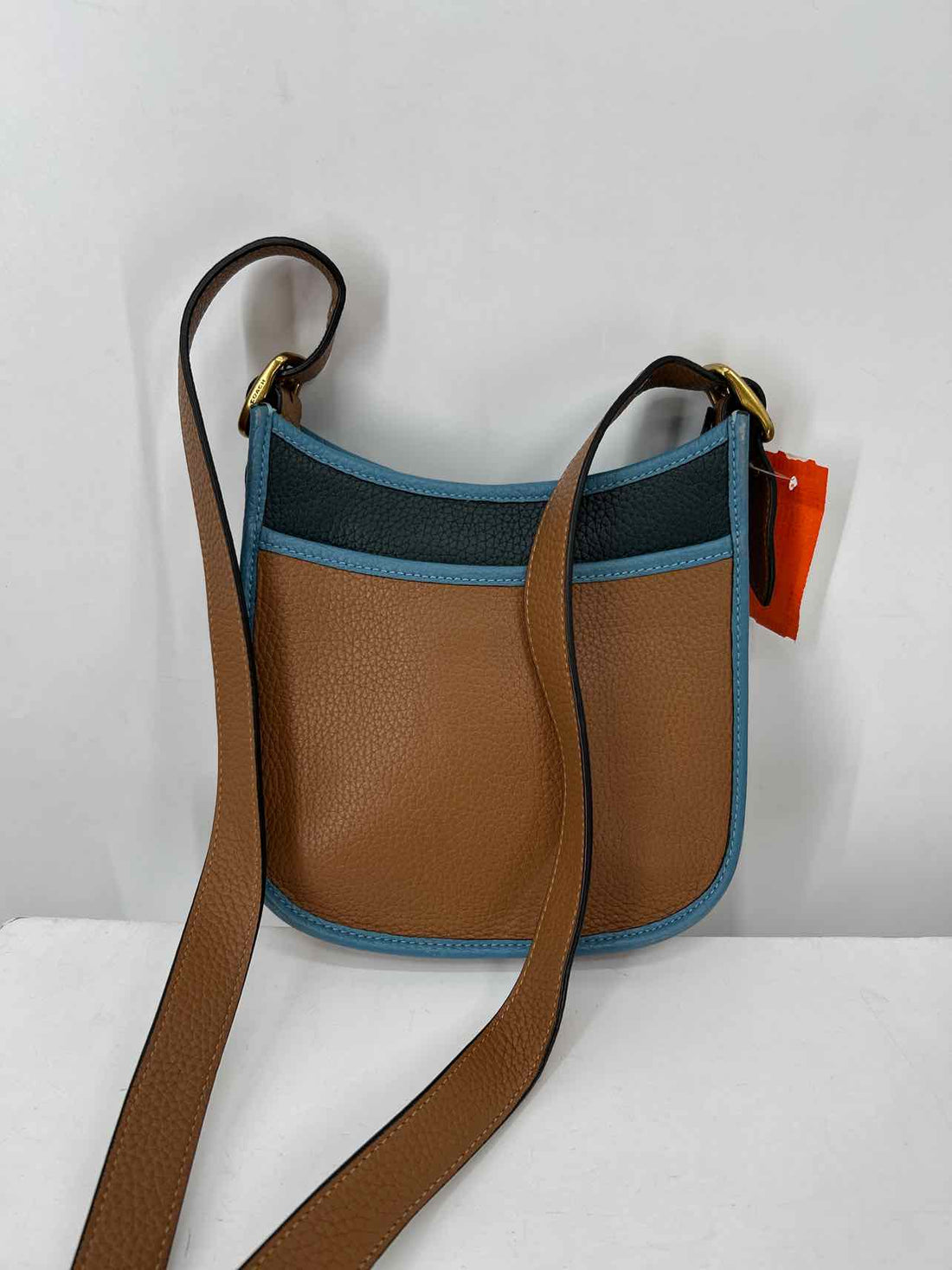 Coach Emery 21 Brown & Blue Pebbled Leather Pre Owned Crossbody