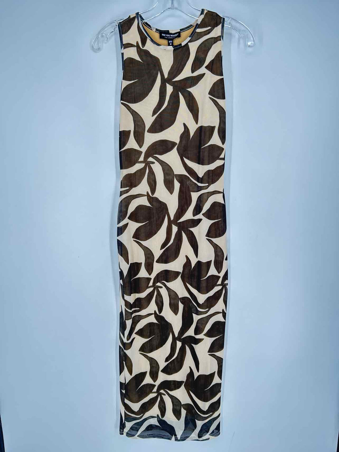 See you monday Size M Cream Print Mesh NWT Dress