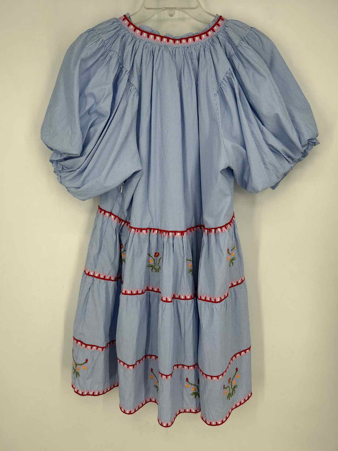 Hyacinth House Size L Blue & White Striped Embroidered As Is Dress