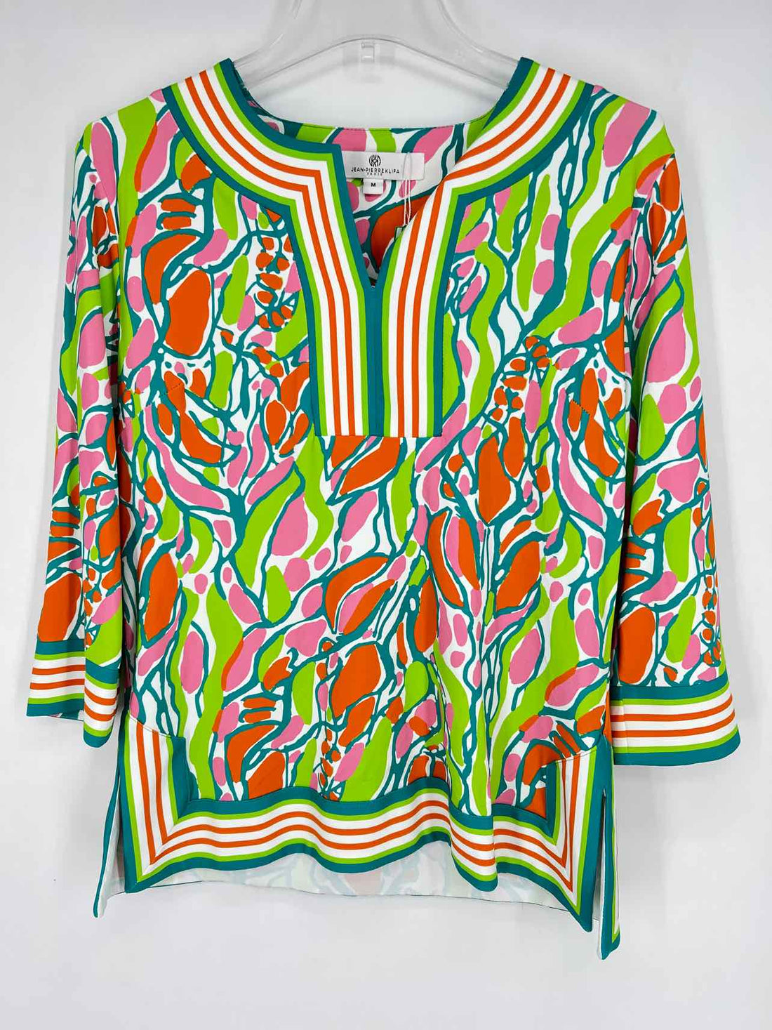 Jean-Pierre Klifa Size M White Green & Orange Long Sleeve