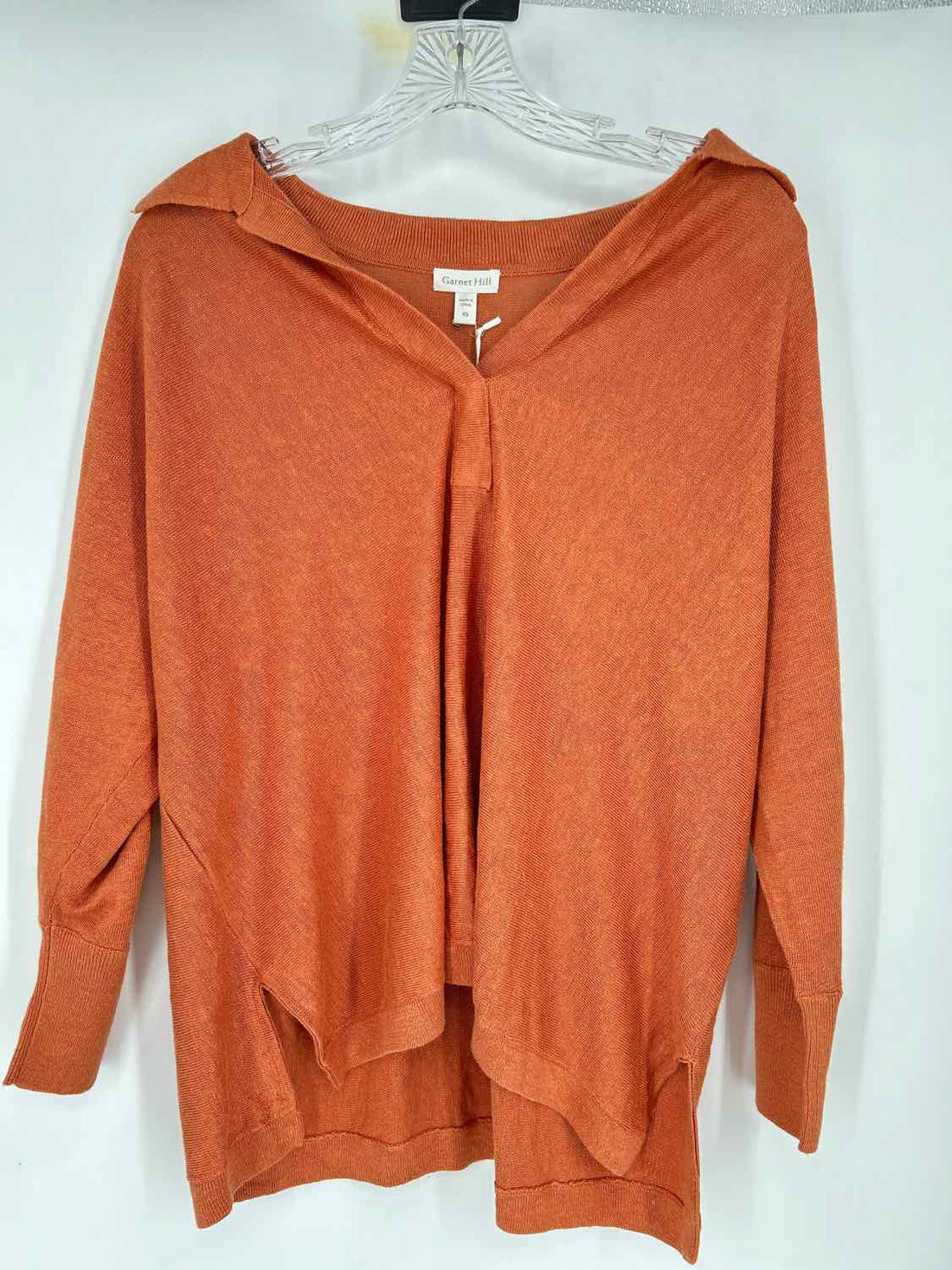 Garnet Hill Size XS Orange Linen 100% NWT Long Sleeve