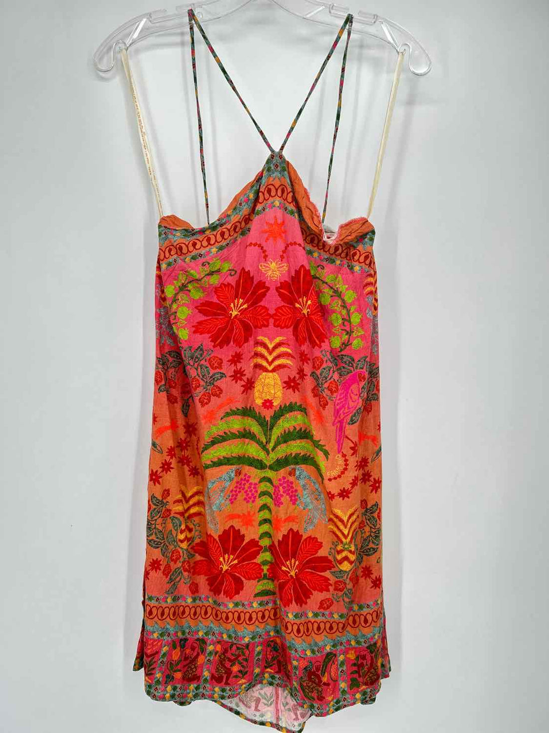 Farm for Anthropologie Size L Pink & Orange Print Sleeveless Dress
