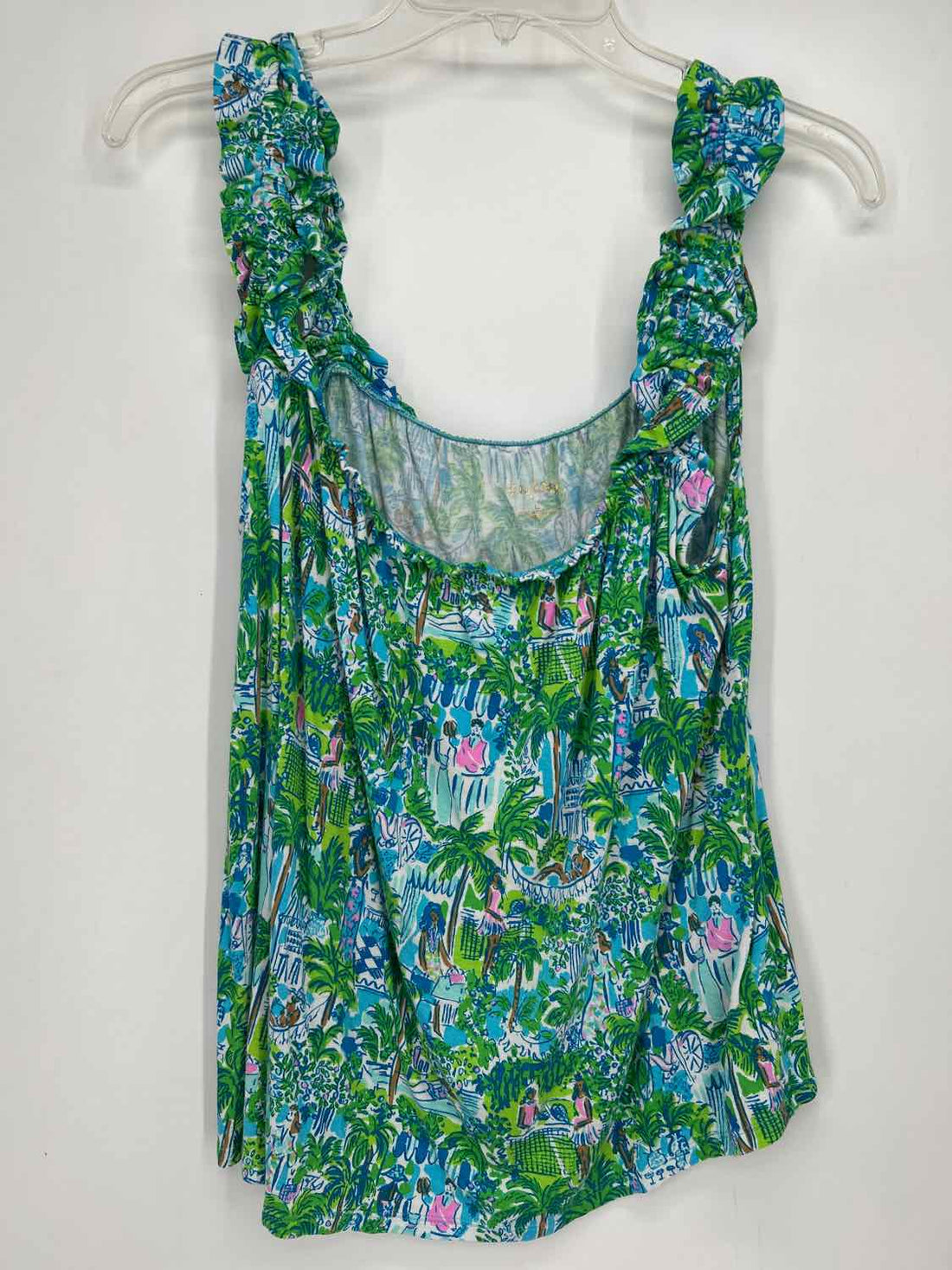 Lilly Pulitzer L Blue & Green Print Sleeveless Lilly Pulitzer Top
