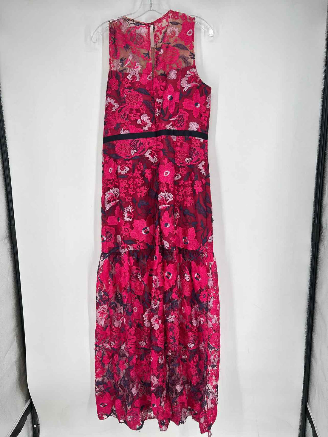 Halston Size 14 Dark Red Embroidered Dress