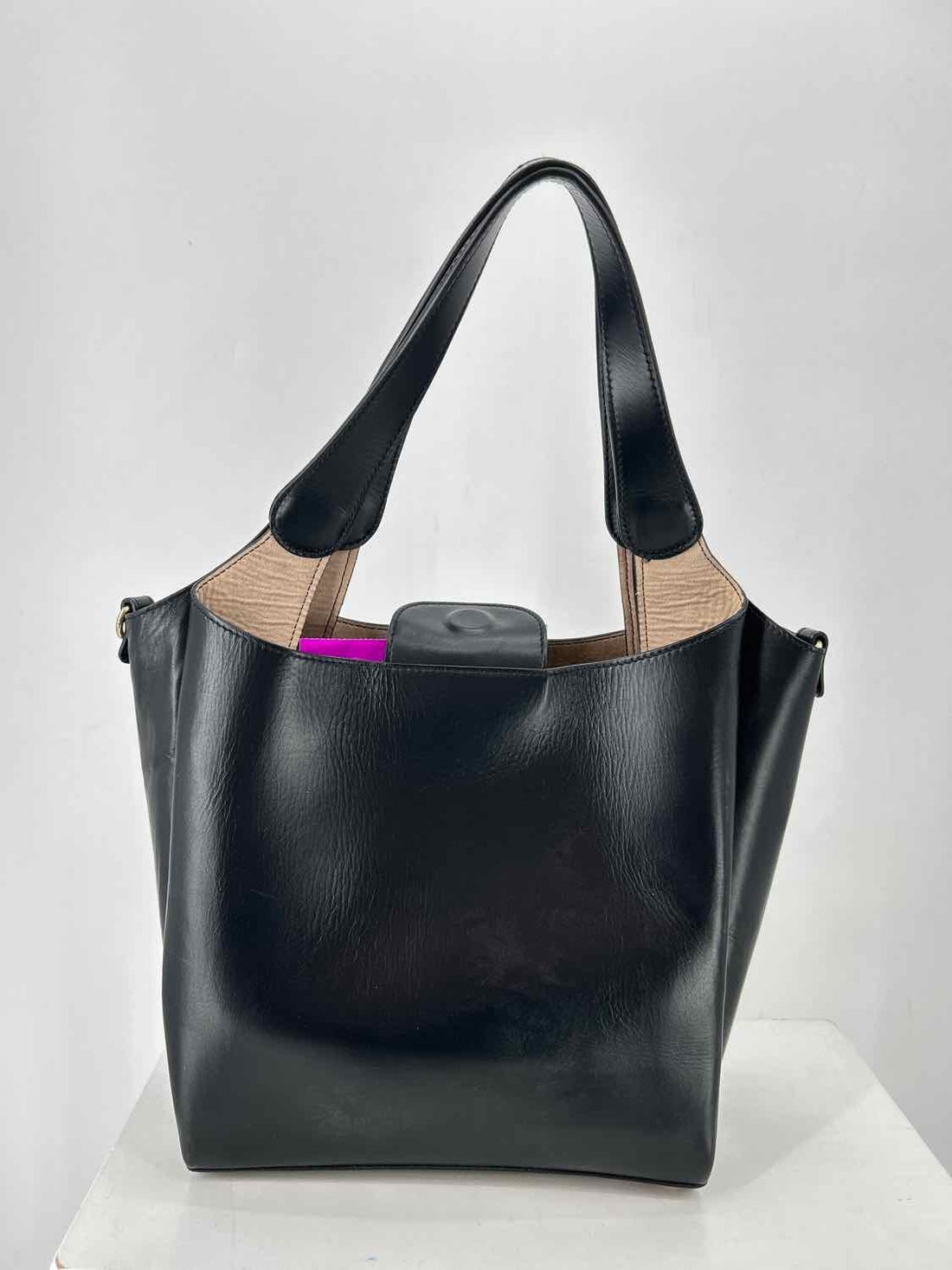 Clamire Black Genuine Leather Satchel