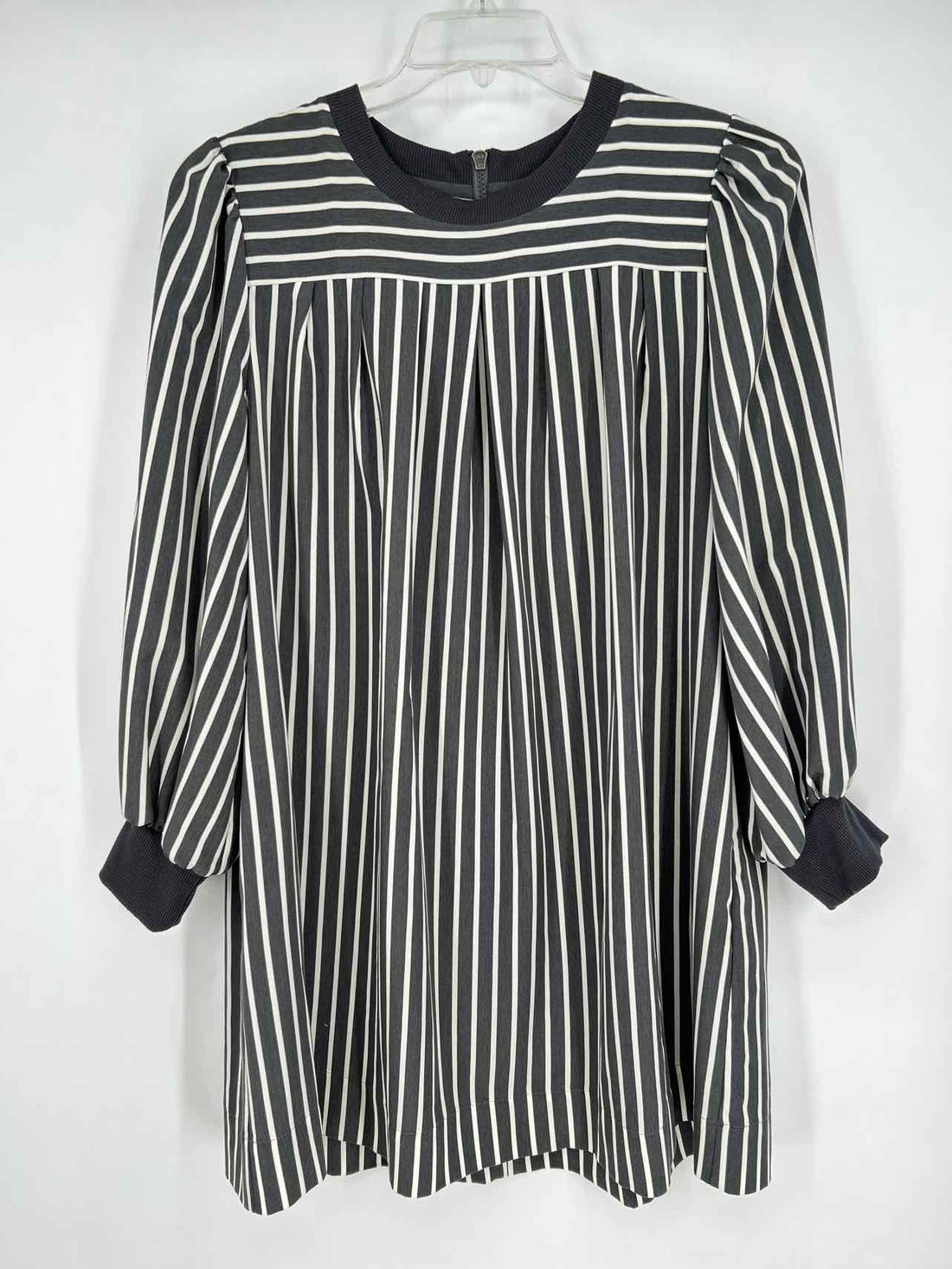 LDT Size 8 Gray & White Striped Long Sleeve Dress