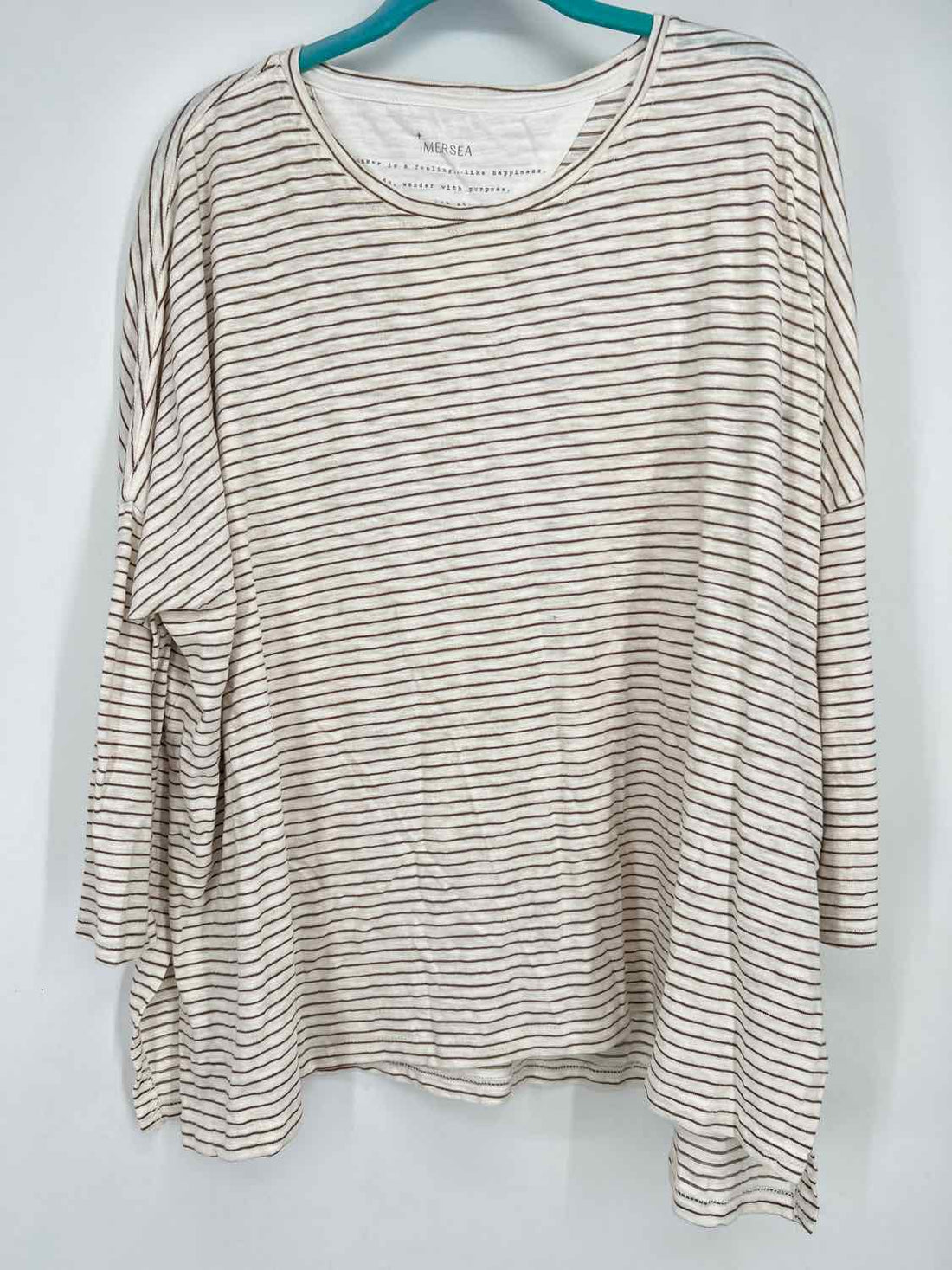 Mersea Size One Size White & Brown Striped Long Sleeve